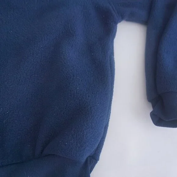 Vintage '90S Arctic Image Navy Lexington Fleece Quarter Button Pullover Sweater - Picture 6 of 11